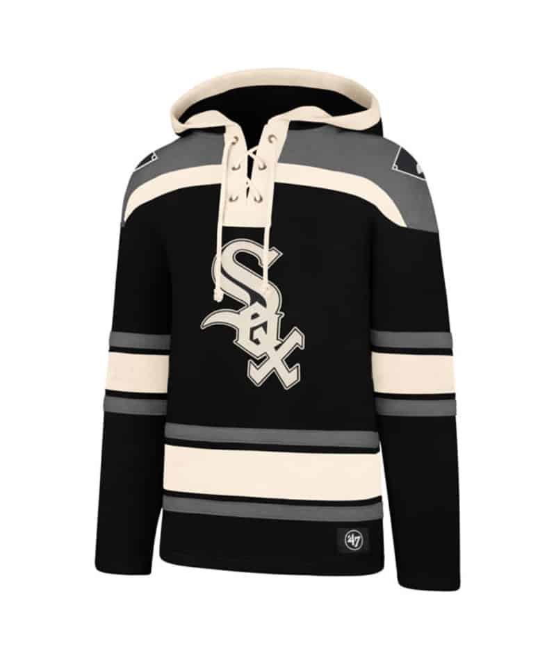 Chicago White Sox Men's 47 Brand Black Pullover Jersey Hoodie - Large