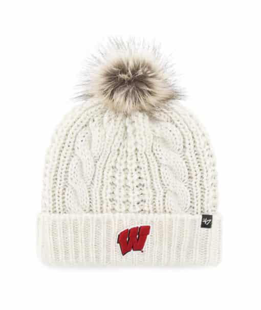 Wisconsin Badgers Women's 47 Brand W White Cream Meeko Cuff Knit Hat