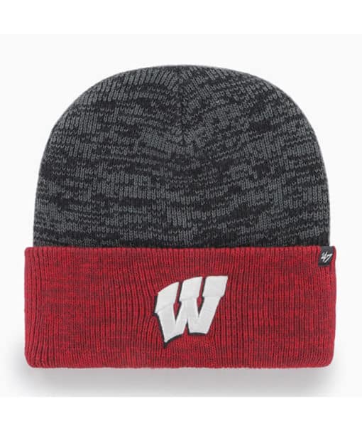 Wisconsin Badgers 47 Brand Black Red Brain Freeze Cuff Knit Hat