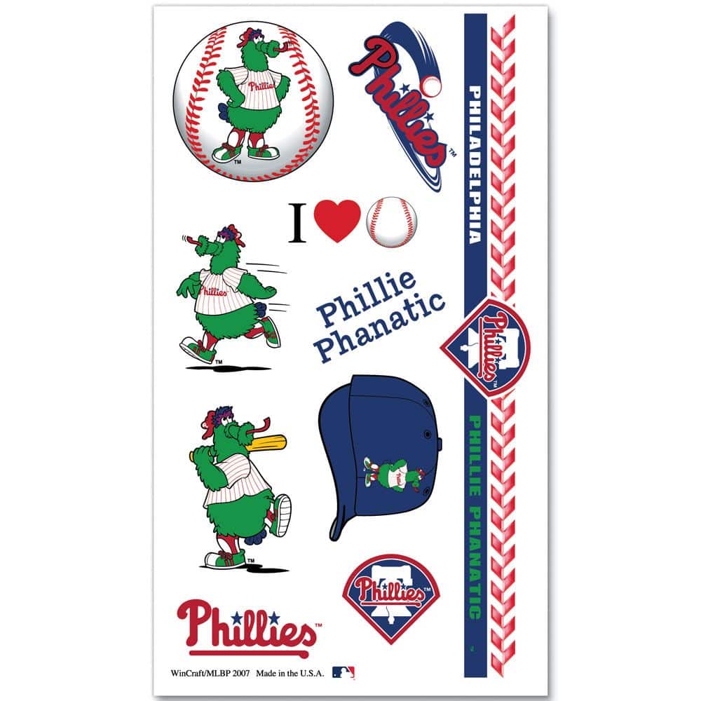 Philadelphia Phillies Official MLB 4 inch x 7 inch Fake Tattoos