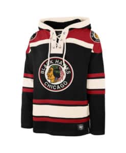 Chicago Blackhawks Men's 47 Brand Vintage Black Pullover Jersey Hoodie