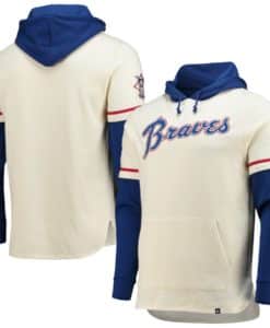 Atlanta Braves Men's 47 Brand Cooperstown Cream Shortstop Pullover Hoodie