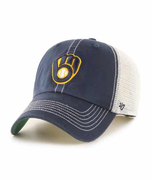 Milwaukee Brewers 47 Brand Trawler Navy Clean Up White Mesh Snapback Hat