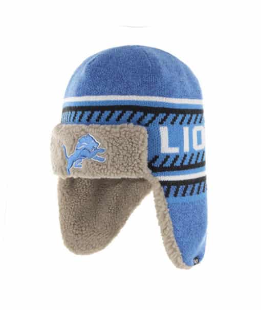 Detroit Lions 47 Brand Ice Cap Blue Raz Sherpa Knit Hat