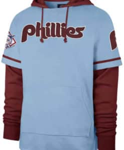 Philadelphia Phillies Men's 47 Brand Cooperstown Carolina Blue Shortstop Pullover Hoodie