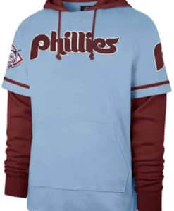 Philadelphia Phillies Men's 47 Brand Cooperstown Carolina Blue Shortstop  Pullover Hoodie - Detroit Game Gear