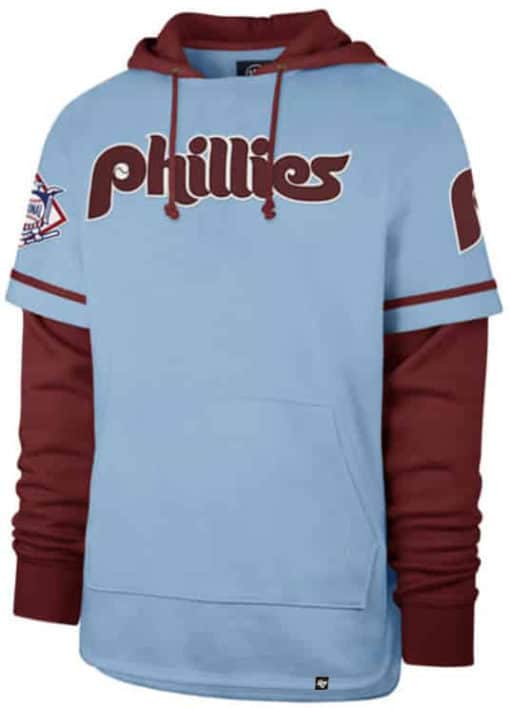 Philadelphia Phillies Men's 47 Brand Cooperstown Carolina Blue Shortstop Pullover Hoodie