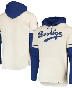 Brooklyn Dodgers Men's 47 Brand Cooperstown Cream Shortstop Pullover Hoodie