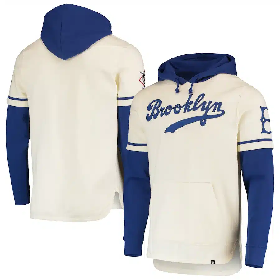 Brooklyn Dodgers Men's 47 Brand Cooperstown Cream Shortstop Pullover Hoodie