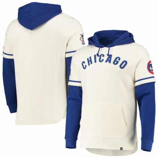 Chicago Cubs Men's 47 Brand Cooperstown Cream Shortstop Pullover Hoodie