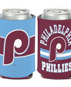 Philadelphia Phillies 12 oz Cooperstown Maroon Stripe Can Cooler Holder