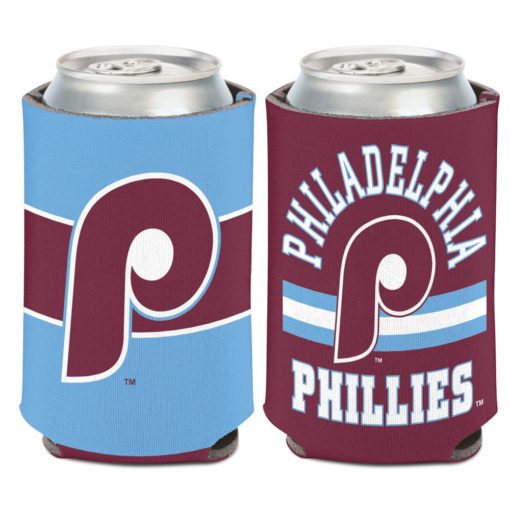 Philadelphia Phillies 12 oz Cooperstown Maroon Stripe Can Cooler Holder