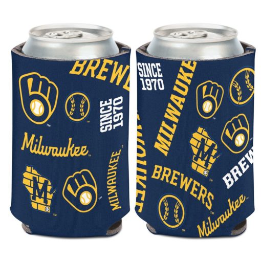 Milwaukee Brewers 12 oz Navy Scatter Can Cooler Holder