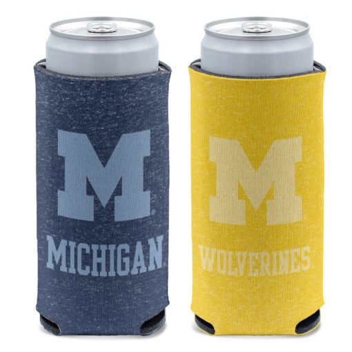 Michigan Wolverines 12 oz Heather Navy Yellow Slim Can Cooler Holder