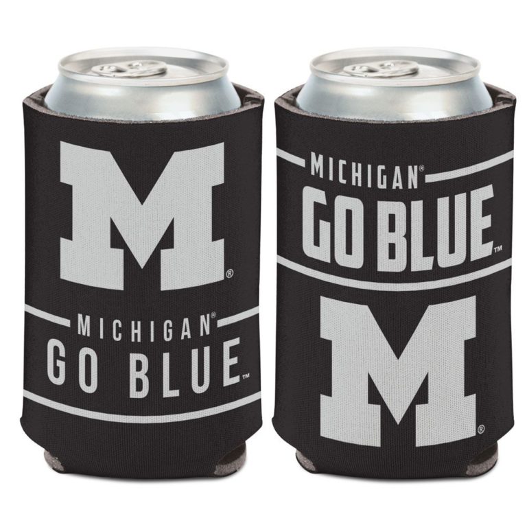Michigan Wolverines 12 oz Black Go Blue Can Cooler Holder - Detroit ...
