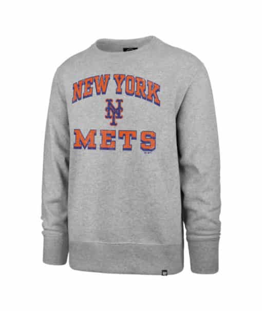 New York Mets Men's 47 Brand Gray Crew Pullover Sweatshirt