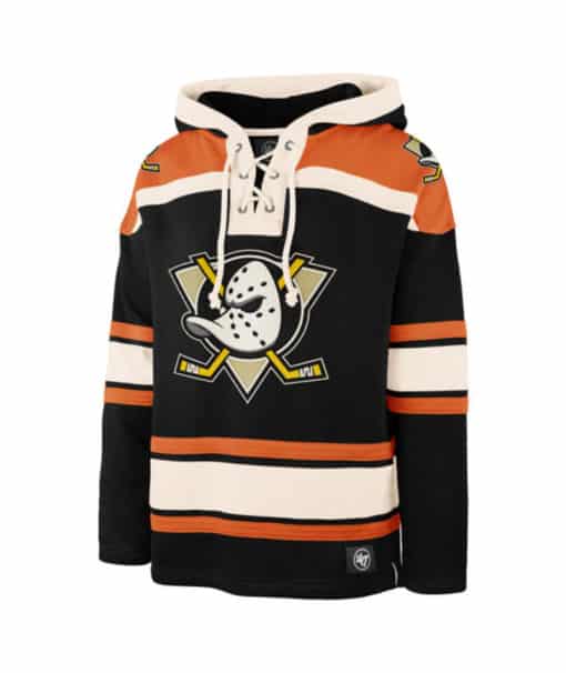 Anaheim Ducks Men’s 47 Brand Black Orange Pullover Jersey Hoodie