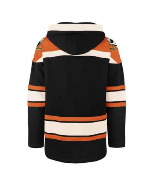 Anaheim Ducks Men’s 47 Brand Black Orange Pullover Jersey Hoodie - Image 2