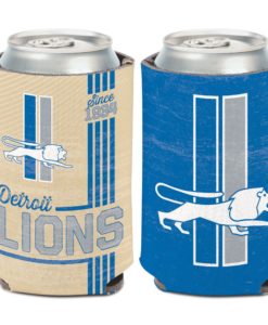 Detroit Lions 12 oz Blue Cream Vintage Can Cooler Holder