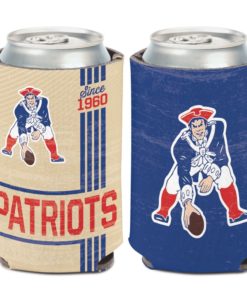 New England Patriots 12 oz Blue Cream Vintage Can Cooler Holder
