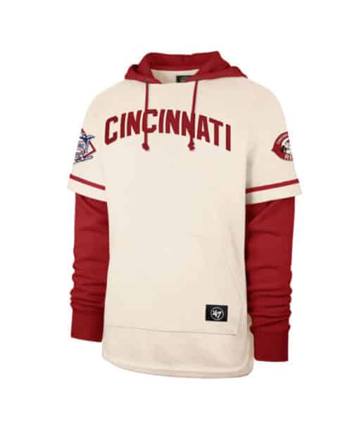 Cincinnati Reds Men's 47 Brand Cooperstown Cream Shortstop Pullover Hoodie