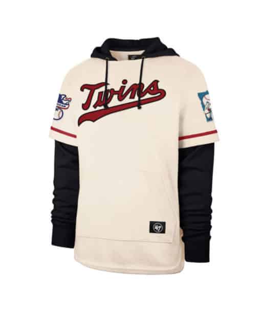 Minnesota Twins Men's 47 Brand Cooperstown Cream Shortstop Pullover Hoodie