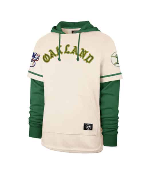 Oakland Athletics Men's 47 Brand Cooperstown Cream Shortstop Pullover Hoodie