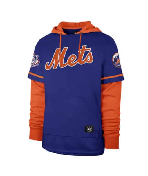 New York Mets Men's 47 Brand Blue Shortstop Pullover Hoodie