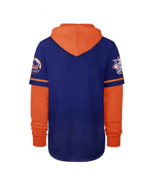 New York Mets Men's 47 Brand Blue Shortstop Pullover Hoodie - Image 2