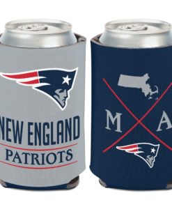 New England Patriots 12 oz Navy Gray Hipster Can Cooler Holder