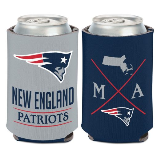 New England Patriots 12 oz Navy Gray Hipster Can Cooler Holder