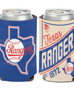 Texas Rangers 12 oz Blue Cream Cooperstown Can Cooler Holder