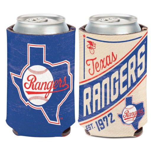 Texas Rangers 12 oz Blue Cream Cooperstown Can Cooler Holder