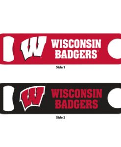 Wisconsin Badgers Red Black Metal Bottle Opener 2-Sided