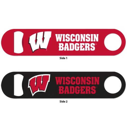 Wisconsin Badgers Red Black Metal Bottle Opener 2-Sided