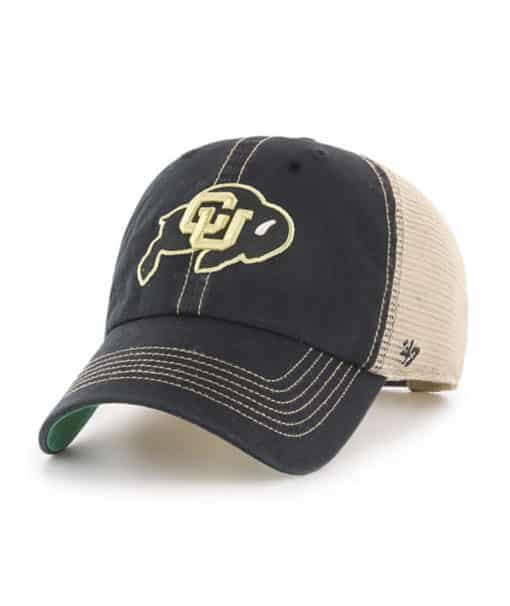 Colorado Buffaloes 47 Brand Trawler Black Clean Up Khaki Mesh Snapback Hat