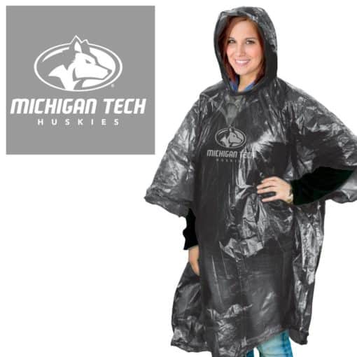 Michigan Tech Huskies Hooded Rain Poncho