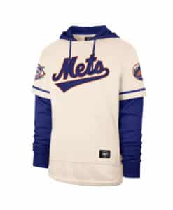 New York Mets Men's 47 Brand Cooperstown Cream Shortstop Pullover Hoodie