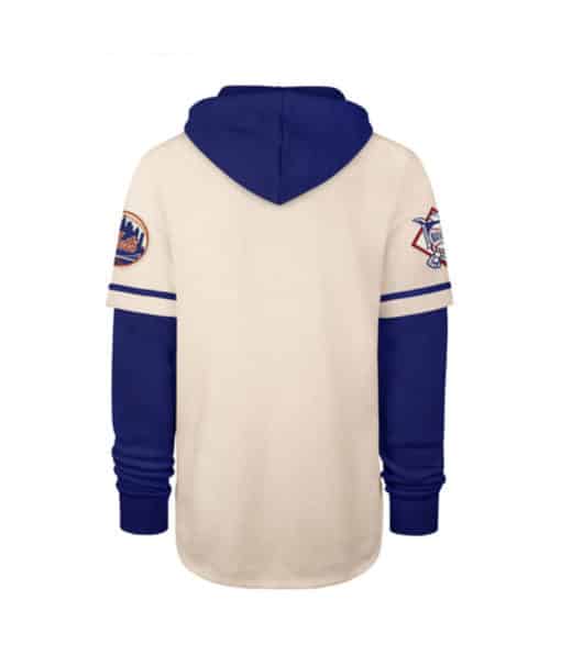 New York Mets Men's 47 Brand Cooperstown Cream Shortstop Pullover Hoodie - Image 2