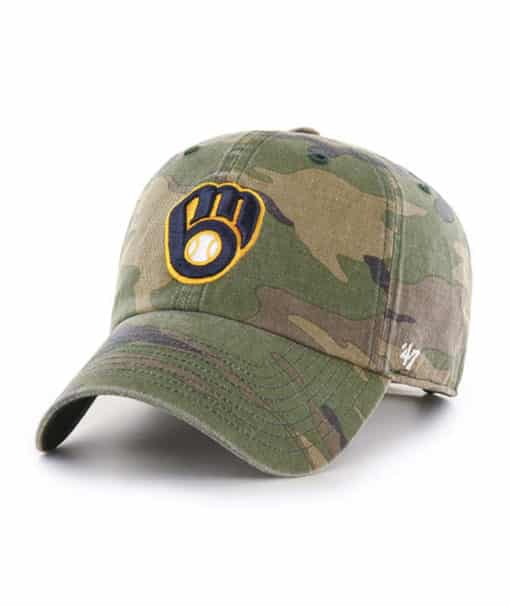 Milwaukee Brewers 47 Brand Green Camo Clean Up Adjustable Hat