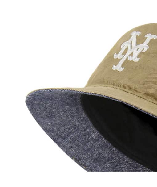 New York Mets 47 Brand Khaki Chambray Ballpark Bucket Hat - Image 2