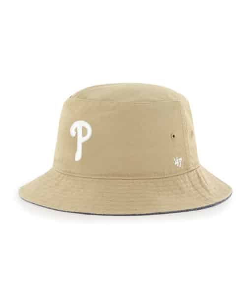 Philadelphia Phillies 47 Brand Khaki Chambray Ballpark Bucket Hat