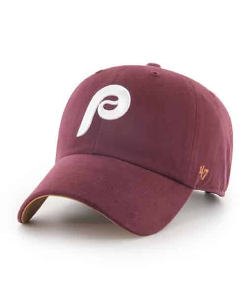 Philadelphia Phillies 47 Brand Cooperstown Vintage Maroon Clean Up Adjustable Hat - Image 4