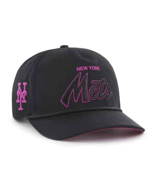 New York Mets 47 Brand Script Hitch Black Orchid Pink Snapback Hat