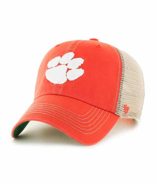 Clemson Tigers 47 Brand Orange Trawler Clean Up Khaki Mesh Snapback Hat