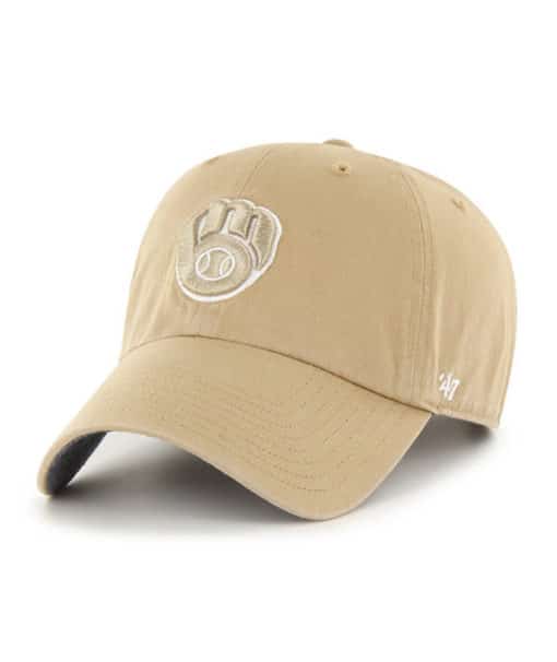 Milwaukee Brewers 47 Brand Khaki Chambray Ballpark Clean Up Adjustable Hat