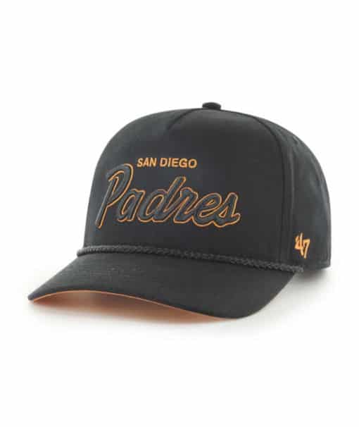 San Diego Padres 47 Brand Script Hitch Black Orange Snapback Hat - Image 3