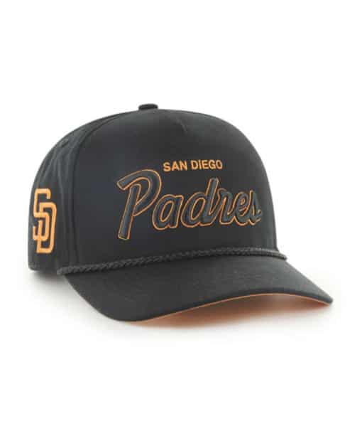 San Diego Padres 47 Brand Script Hitch Black Orange Snapback Hat