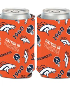 Denver Broncos 12 oz Orange Scatterprint Can Cooler Holder