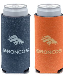 Denver Broncos 12 oz Orange Blue Heather Slim Can Cooler Holder